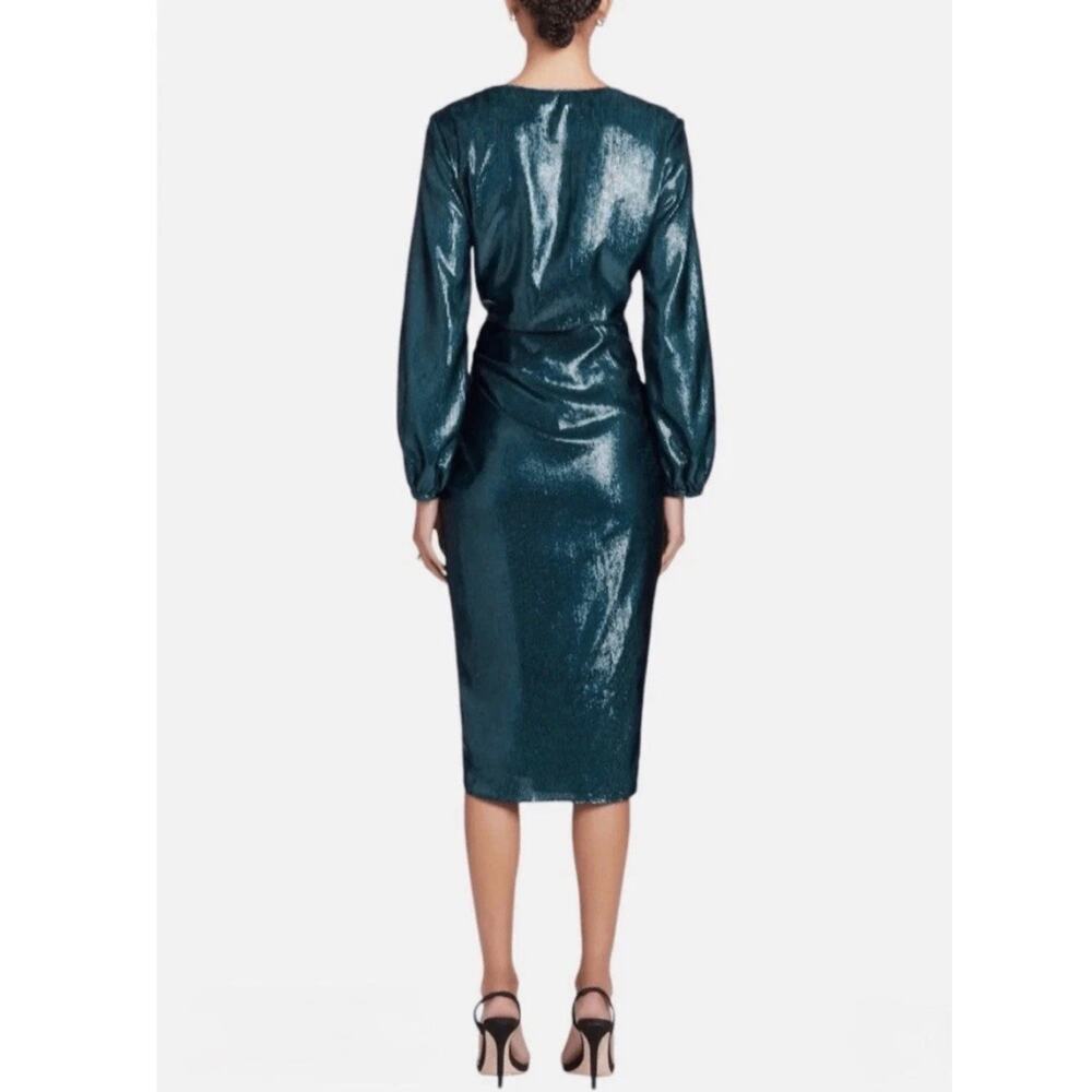 Amanda Uprichard Roma Dress large Green Ansella Burnout Metallic Sparkle NWT - Picture 3 of 9